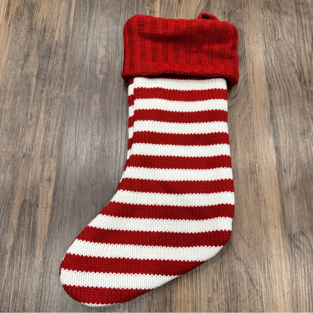 Wondershop Target Knit Striped Monogram Christmas Stocking Red‎ White Letter T
